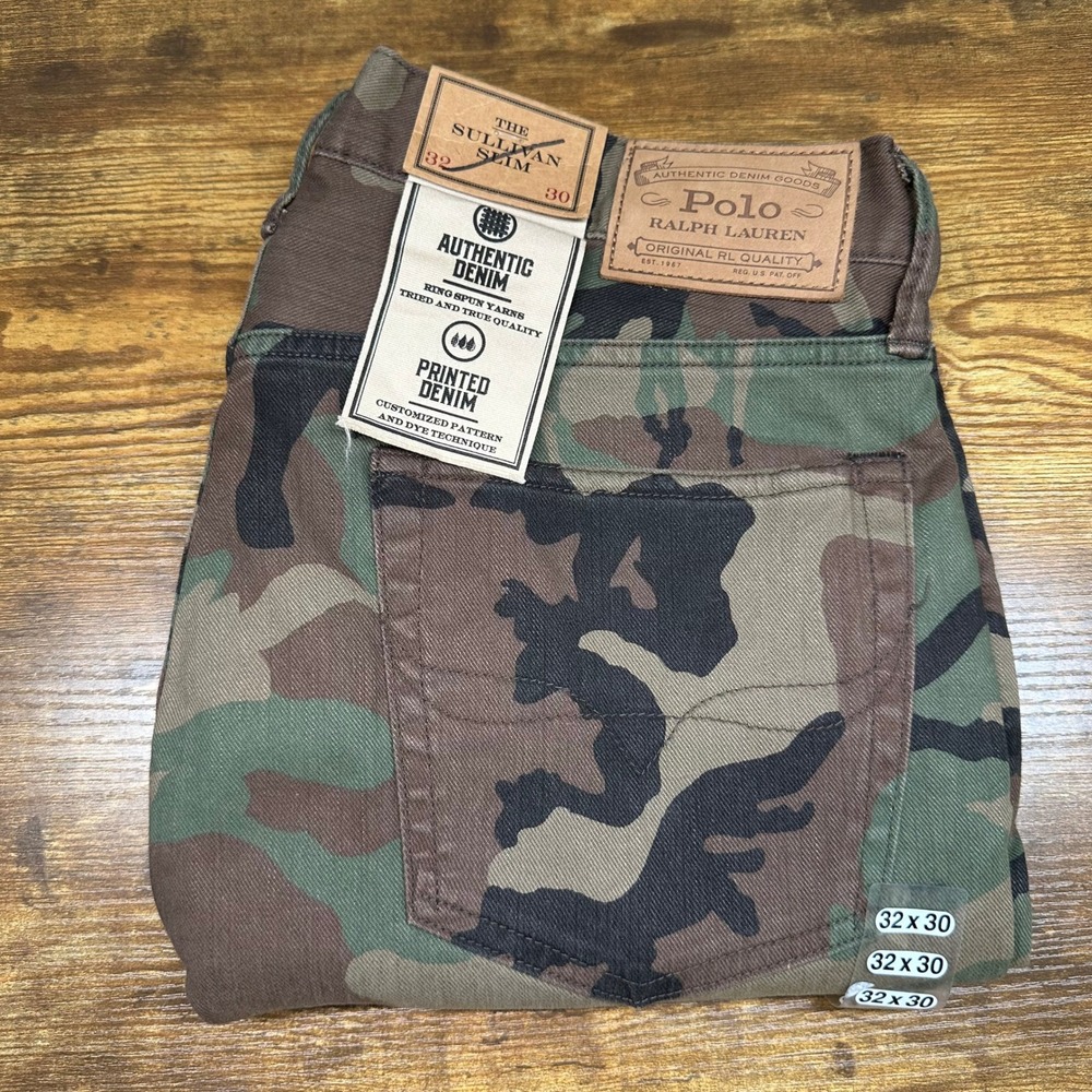 Polo Ralph Lauren Sullivan Slim Camo Jeans Mens 32x30 Camouflage Printed Denim